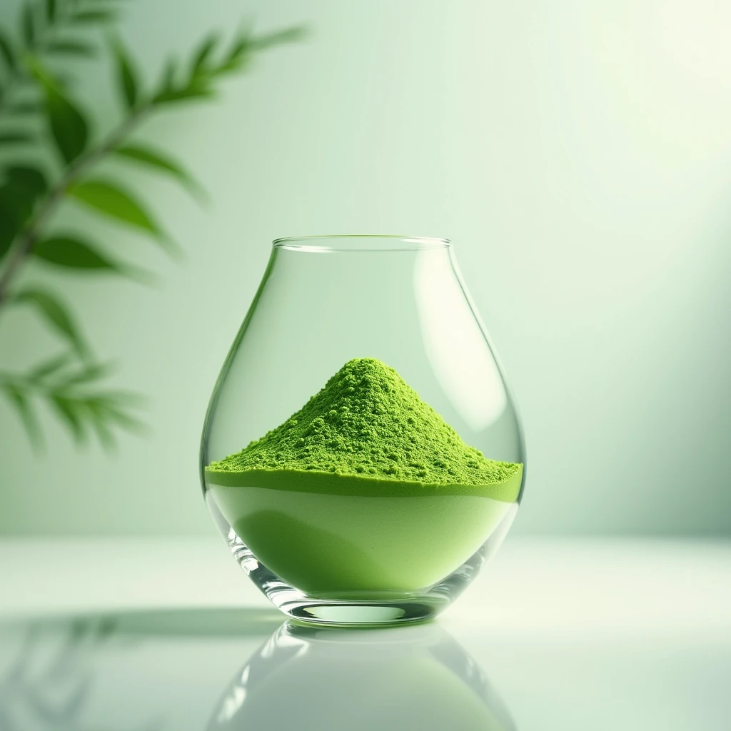 Illustration af glas med plantebaseret pulver fra Quomlarebrix